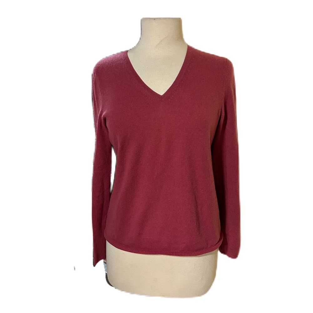 CHARTER CLUB 2-Ply 100% Cashmere V-Neck Sweater Sz M Pink Classic Quiet Luxury